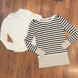 XS LOFT Sweater Bundle - Soft Knit Stripe & Cream Sweaters